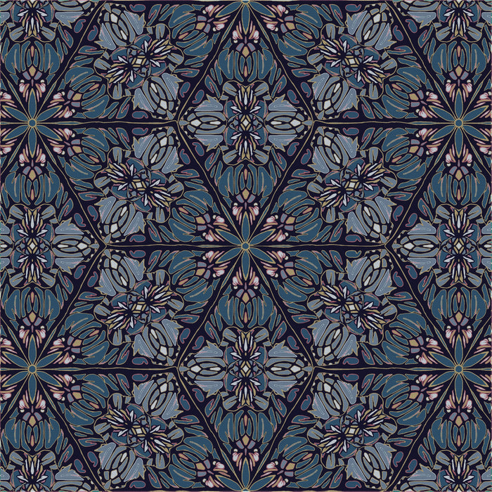Wild Lone's "Greenhouse" wallpaper in "Ornamental Blue".