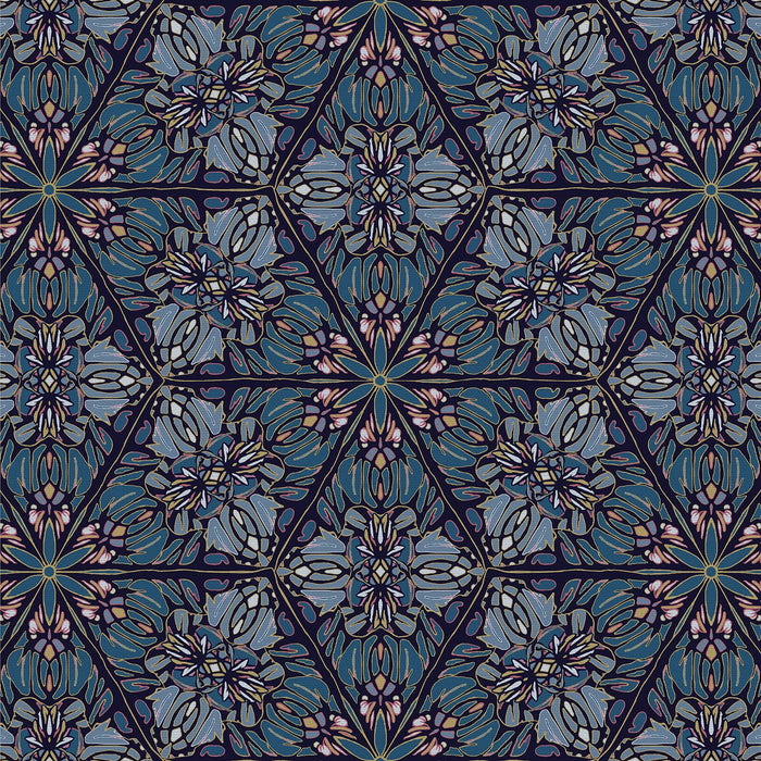 GREENHOUSE Cotton Furnishing Fabric - Ornamental Blue - Sample Fabric Wild Lone 