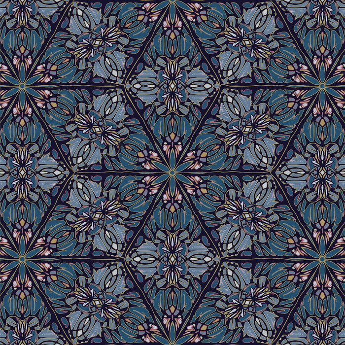 GREENHOUSE Cotton Furnishing Fabric - Ornamental Blue - Sample Fabric Wild Lone 