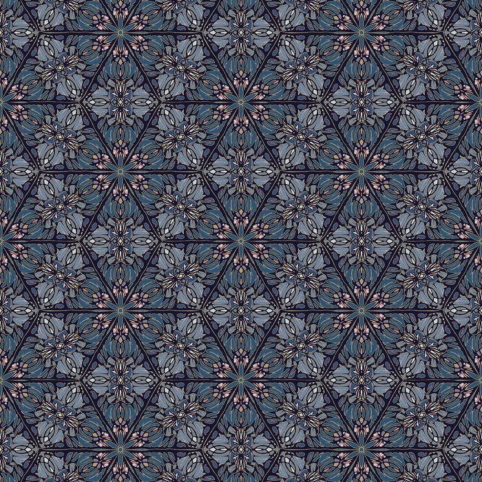 GREENHOUSE Cotton Furnishing Fabric - Ornamental Blue - Sample Fabric Wild Lone 