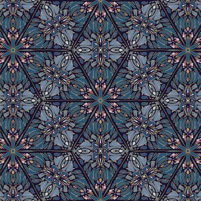 Wild Lone's "Greenhouse" wallpaper in "Ornamental Blue"