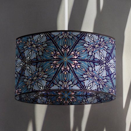 Greenhouse - Ornamental Blue - Wallpaper Lampshade - Black Trim Lampshades Wild Lone 