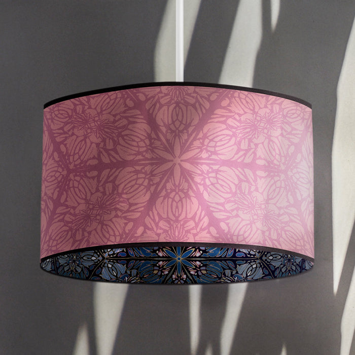 Greenhouse - Vintage Rose on Ornamental Blue - Wallpaper Lampshade - Black Trim Lampshades Wild Lone 